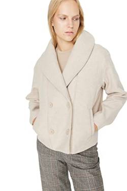 TRENDYOL Damen Trendyol Damen Regular Zweireihig Plain Webstoff Mantel Coat, Greige, 36 EU von TRENDYOL