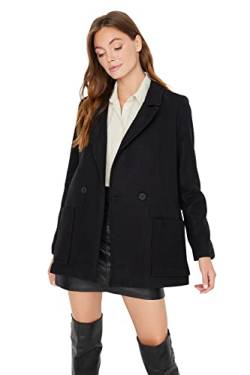 TRENDYOL Damen Trendyol Damen Regular Zweireihig Plain Webstoff Mantel Coat, Schwarz, 36 EU von TRENDYOL
