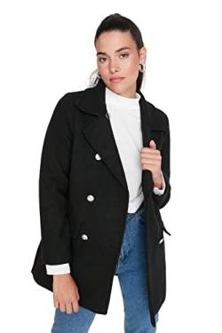 TRENDYOL Damen Trendyol Damen Regular Zweireihig Plain Webstoff Mantel Coat, Schwarz, 40 EU von TRENDYOL