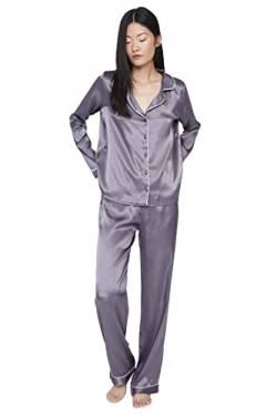 TRENDYOL Damen Trendyol Damen Unifarben Mitte Webstoff Hemd-hose Pyjama Pajama Set, Blau, 40 EU von TRENDYOL