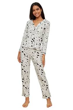 TRENDYOL Damen Trendyol Damen mit Slogan Webstoff Pyjama Pajama Set, Grau, M EU von TRENDYOL