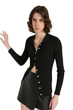 TRENDYOL Damen Trendyol Damen-strickjacke, Standardgröße, mit Rollkragen Pullover, Schwarz, M EU von TRENDYOL