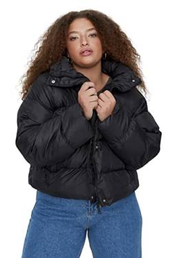 TRENDYOL Damen Trendyol Dames snit buffer effen geweven stof grote maten in winterjas Coat, Schwarz, 46 EU von TRENDYOL