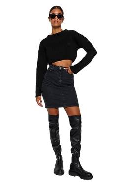 TRENDYOL Damen Trendyol Er Grundlegender Mini-denim-rock Skirt, Schwarz, 40 EU von TRENDYOL