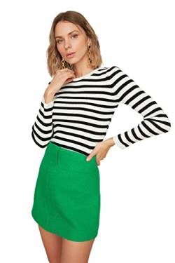 TRENDYOL Damen Trendyol Green Striped Knitwear Pullover Sweater, Ecru, L EU von TRENDYOL