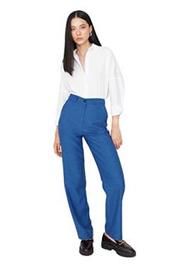 TRENDYOL Damen Trendyol Herren Hoher Bund Zigarettenschnitt Hose Pants, Marineblau, 40 EU von TRENDYOL