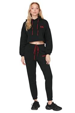 TRENDYOL Damen Trendyol Herren Mittlerer Bund Loose Jogger Jogginghose Sweatpants, Schwarz, M EU von TRENDYOL