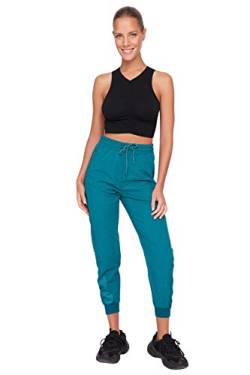 TRENDYOL Damen Trendyol Herren Sportswear Hoher Bund Jogger Jogginghose Sweatpants High Waist Knit Jogger Dark Green Sweatpants, Dark Green, XL von TRENDYOL