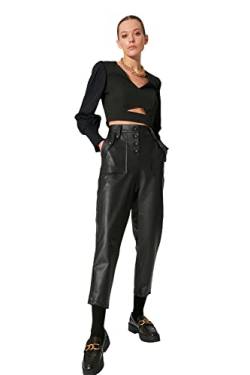 TRENDYOL Damen Trendyol Posted Posted Pants Pants Chino, Schwarz, 34 von TRENDYOL