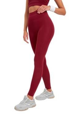 TRENDYOL Damen Trendyol -Roller Sportstrumpfn Yoga Pants Casual, Burgundy, L von TRENDYOL