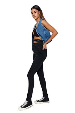 TRENDYOL Damen Trendyol Skinny-jeans für Damen, Hohe Taille, Enge Passform Hose Casual, Schwarz, 36 von TRENDYOL