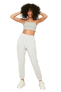 TRENDYOL Damen Trendyol Velvet Loose Jogger Knitted Tracksuits Sweatpants, Grau, L EU von TRENDYOL