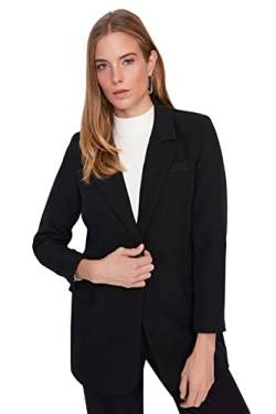 TRENDYOL Damen Trendyol Women's Modest Regular Shift Plain Woven Jacket Coat, Schwarz, 36 EU von TRENDYOL