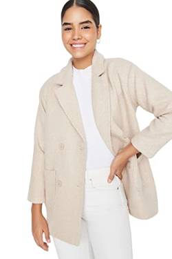 TRENDYOL Damen Trendyol Women's Oversize Double Breasted Plain Woven Fabric Coat, Camelfarben, 38 EU von TRENDYOL