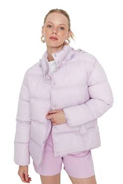 TRENDYOL Damen Trendyol Women's Oversize Puffer Plain Woven Fabric Winter Jacket Coat, Lila, M EU von TRENDYOL