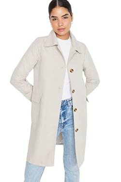 TRENDYOL Damen Trendyol Women's Oversize Straight Plain Woven Fabric Trench Coat, Greige, 36 EU von TRENDYOL