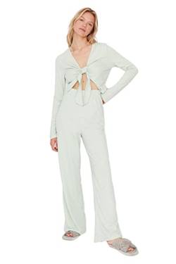 TRENDYOL Damen Trendyol Women's Plain Pyjama Pajama Set, Mint, S EU von TRENDYOL