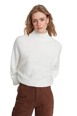 TRENDYOL Damen Turtleneck Plain Regular Sweater Sweatshirt, Natur, L von TRENDYOL