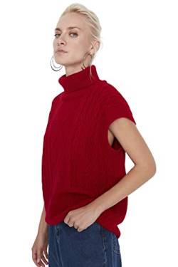 TRENDYOL Damen Turtleneck Plain Regular Vest Sweater, Rot, M EU von TRENDYOL