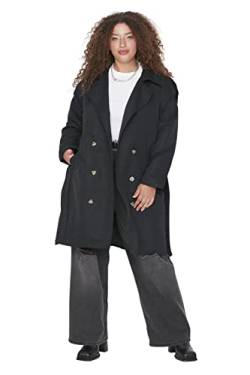 TRENDYOL Damen Wickelform Zweireihig Plain Webstoff Größen in Trenchcoat Coat, Schwarz, 42 von TRENDYOL