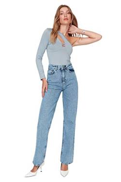 TRENDYOL Damen Wide Leg Jeans, Blau, 42 EU von TRENDYOL