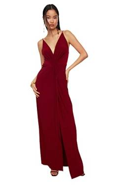 TRENDYOL Damen Women Bridesmaid Knit Evening Dress Prom/Brautjungfer Maxi Mermaid Regular Fit Strick Abendkleid, Burgundy, 62 von TRENDYOL