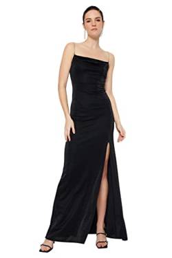 TRENDYOL Damen Women Fitted Knit Evening Dress Maxi Shift Tailliertes Strick-Abendkleid, Schwarz, 42 von TRENDYOL