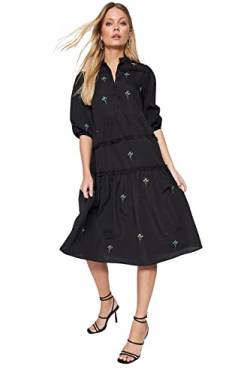TRENDYOL Damen Women Regular Fit Woven Dress Midi Shift Gewebtes Kleid mit normaler Passform, Schwarz, 60 von TRENDYOL
