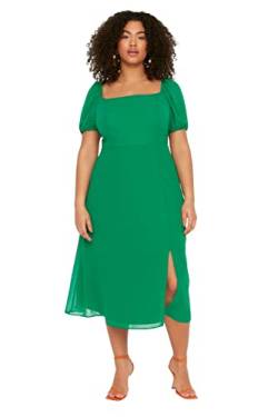 TRENDYOL Damen Women line Fitted Woven Dress Midi A-Linie tailliertes gewebtes Plus Size Kleid, Emerald, 44 Größen von TRENDYOL