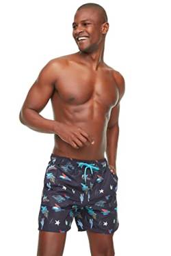 TRENDYOL Herren Beachwear Normale Taille Regular Fit Badeshorts Bademode, Marineblau, L-XL von TRENDYOL