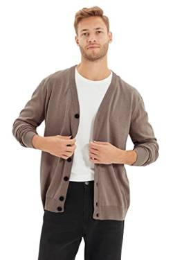 TRENDYOL Herren Gerade Lange Ärmel Schlank Strickjacke Cardigan Sweater, Mink, M von TRENDYOL