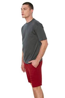 TRENDYOL Herren Männliche Basic 100% Baumwolle Entspannte Passform Runder Kragen Kurzarm T-Shirt, Anthracite, XL von TRENDYOL