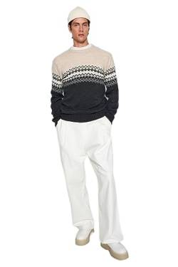 TRENDYOL Herren Man Slim Fit Basic Crew Neck Knitwear Sweater Pullover Casual, Anthracite, M von TRENDYOL