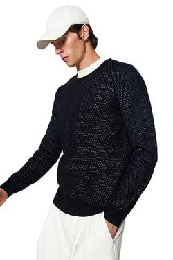 TRENDYOL Herren Man Slim Fit Basic Crew Neck Knitwear Sweater Pullover Casual, Navy Blue, XL von TRENDYOL