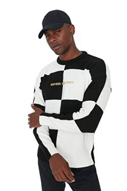 TRENDYOL Herren Pullover mit Rundhalsausschnitt, Colorblock-oversize Sweatshirt, Schwarz, M EU von TRENDYOL