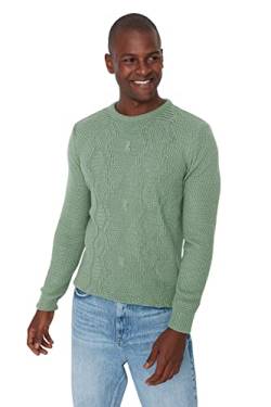 TRENDYOL Herren Pullover mit Rundhalsausschnitt, Einfarbig Sweatshirt, Mint, L EU von TRENDYOL