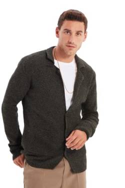 TRENDYOL Herren Strukturiert Lange Ärmel Schlank Strickjacke Cardigan Sweater, Khaki, XL von TRENDYOL