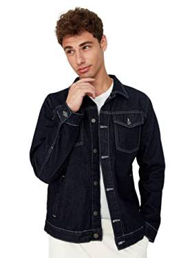 TRENDYOL Herren Trendyol Herren Regular Basic Plain Denim Jacke Coat, Dunkles Marineblau, S EU von TRENDYOL