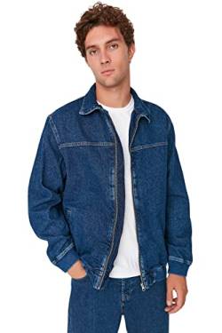 TRENDYOL Herren Trendyol Herren Regular Basic Plain Denim Jacke Coat, Marineblau, L EU von TRENDYOL