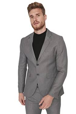 TRENDYOL Herren Trendyol Herren Regular Basic Textured Webstoff Jacke Coat, Grau, 50 EU von TRENDYOL