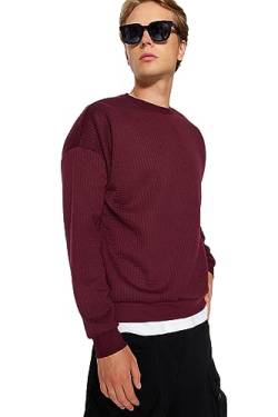 TRENDYOL Herren mit Rundhalsausschnitt, Einfarbig Sweatshirt, Bordeaux, L EU von TRENDYOL