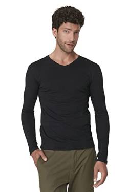 TRENDYOL MAN Herren Black Male Regular Fit V-neck Long Sleeve T-shirt T Shirt, Schwarz, L EU von TRENDYOL