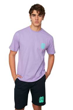 TRENDYOL MAN Herren Trendyol Lacivert Male Relaxation T Shirt, Lila, S EU von TRENDYOL