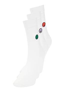 TRENDYOL Unisex Trendyol Unisex Graphic 3er Pack Knit Socken Socken Casual, Weiß, Einheitsgröße von TRENDYOL