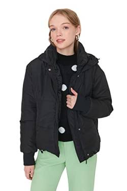TRENDYOL Women's Damen Regular Puffer Plain Webstoff Winterjacke Coat, Black, L von TRENDYOL