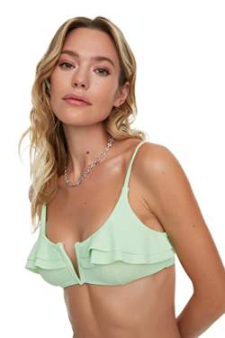 TRENDYOL Women's Volantan V Wire detaillierte Bikini Top, Mint, 38 von TRENDYOL