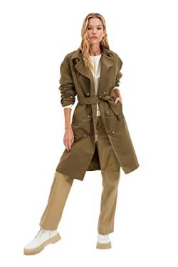 Trendyol, Khaki gewölbter Knopfverschluss Wasserabweisender langer Trenchcoat, Khaki, 40 von TRENDYOL