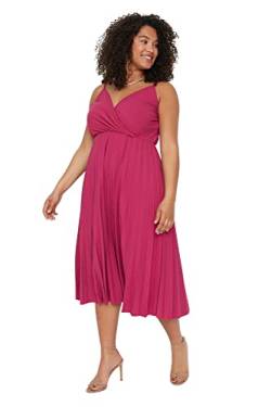 Trendyol Damen, entspannte Kleid, Midi, A-Linie, lockere Passform, Strick, Übergröße, Fuchsia, XXL Größen von TRENDYOL