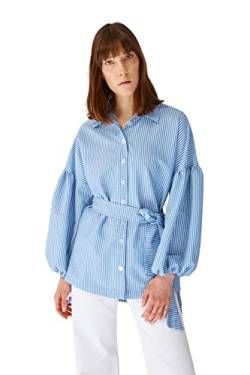 Trendyol Damen, tailliert, Shirt, schlicht, enganliegend, mit Kragen, gewebt, bescheidene Hemden, blau, 38 von TRENDYOL