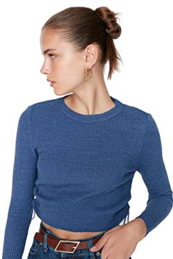 Trendyol Damen Apruk Shiller Detaillierte Knessic Versand Sweatshirt, Indigo, Medium von TRENDYOL